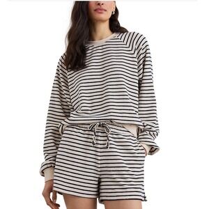 Rails Theron Striped Sweatshirt Sailor Stripe Terry Towel Cotton Large 888C-317D